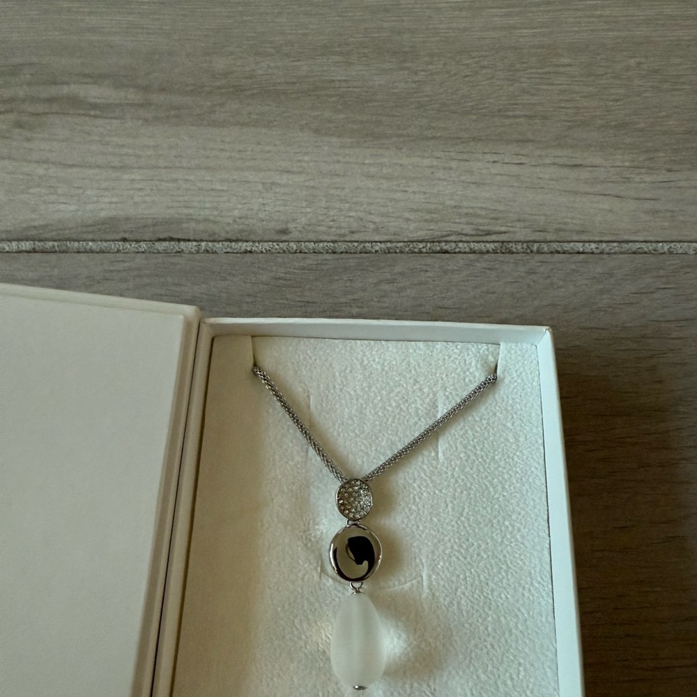 Skagen Silver and White Minimalist Necklace